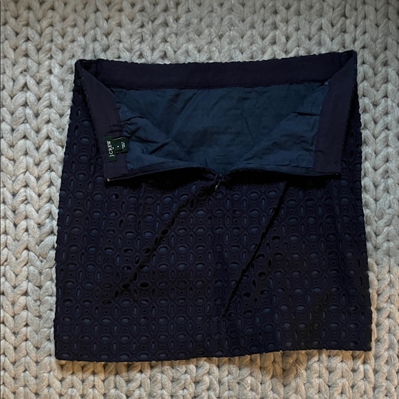J. Crew Navy Blue Eyelet Mini Skirt - Picture 4 of 5